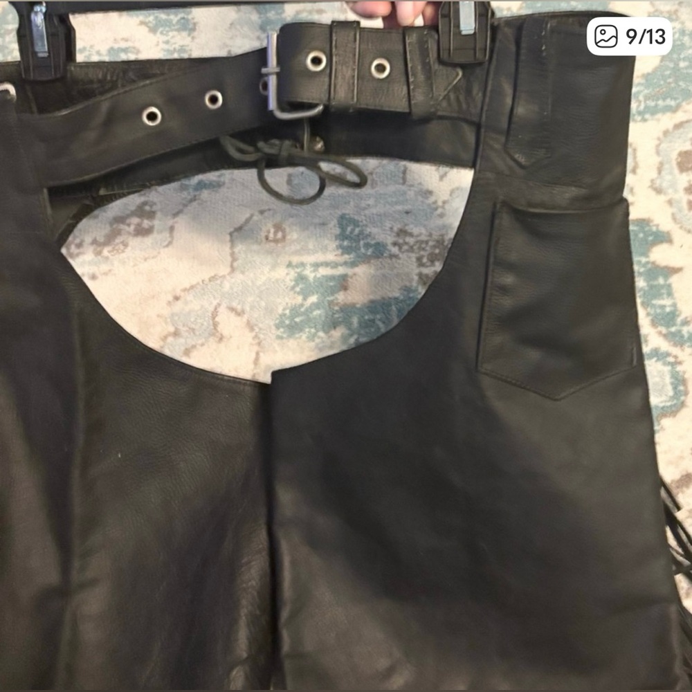 BARNEY’S LEATHER CHIC Black LEATHER Fringe Pants - Picture 9 of 13